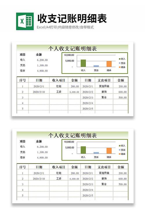 支出收入记账表
