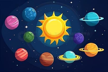九大行星卡通画图标