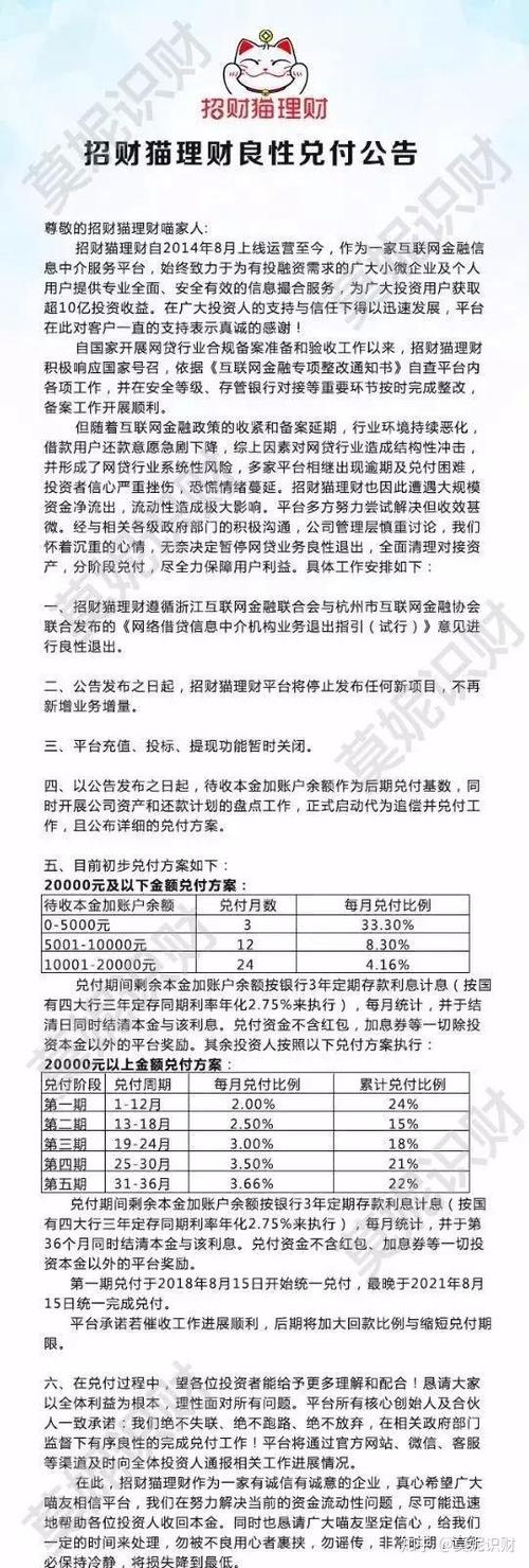 招财猫理财平台兑付最新消息