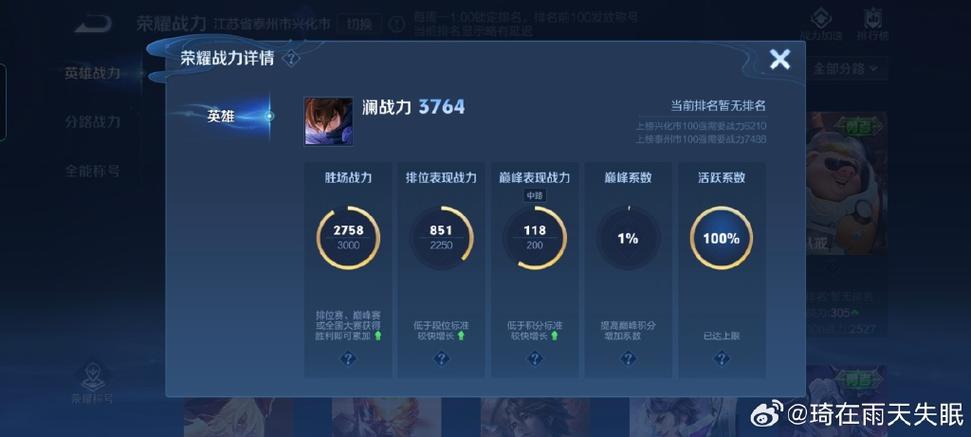 王者荣耀荣耀战力一局几十