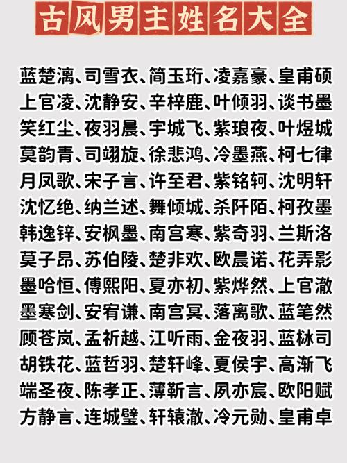 男主角名字大全
