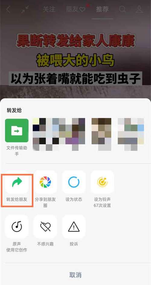 微信视频如何转发