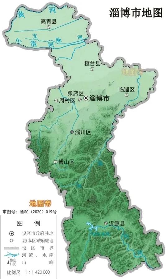 山东淄博地图 全图图标