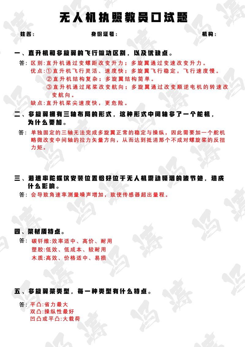 多旋翼无人机教员考试内容图标