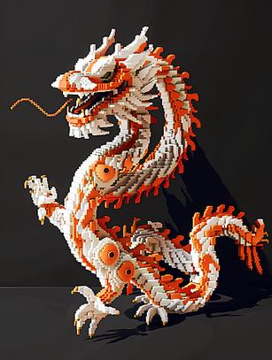 六角积木拼龙图片