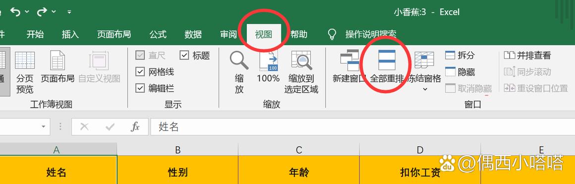 如何用excel并排显示两个窗口