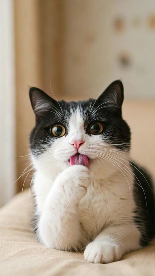 猫喜欢舔毛代表什么图标