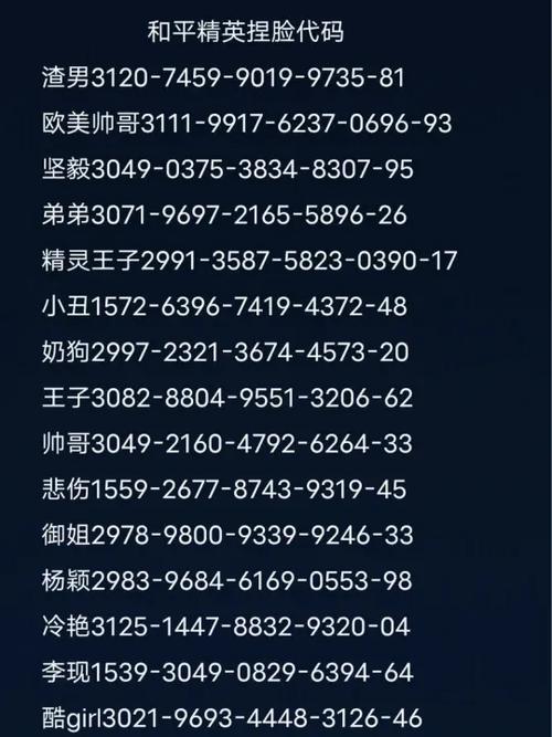 和平精英捏脸代码男图标