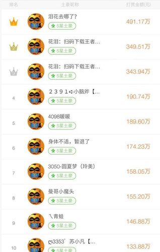 yy财富等级对应的消费
