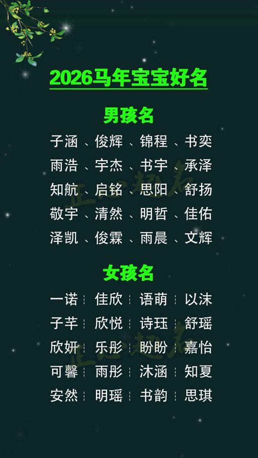 男孩取名最佳名字大全