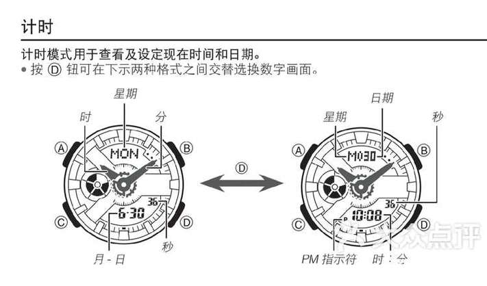 卡西欧手表按钮功能介绍