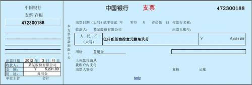 用excel打印支票图标