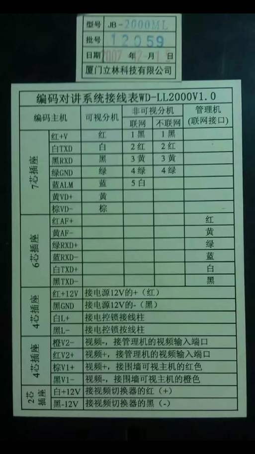 立林2002非可视分机接线图