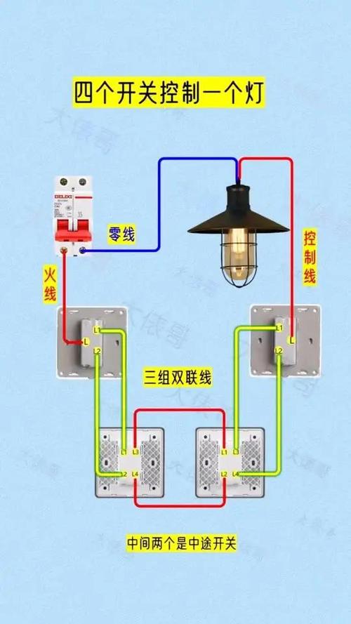 四灯串联一个开关控制图标