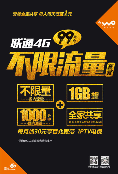 联通9.9元无限流量套餐图标