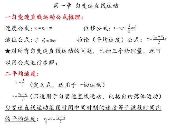 匀加速直线运动6个公式