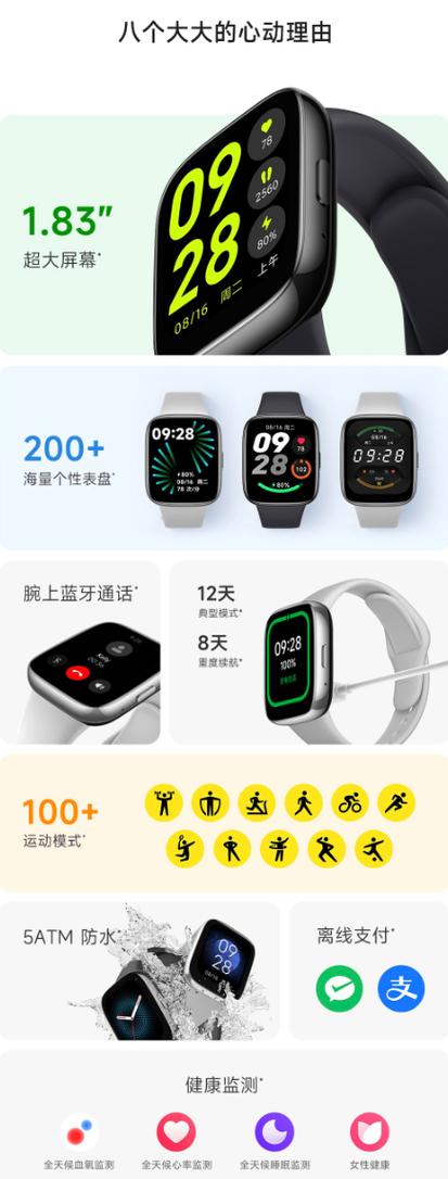 全部小米手表价格表