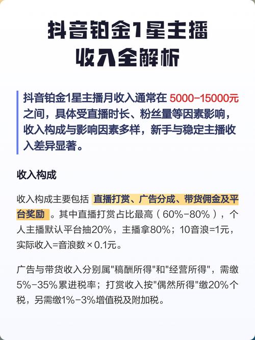 铂金1星主播一个月收入