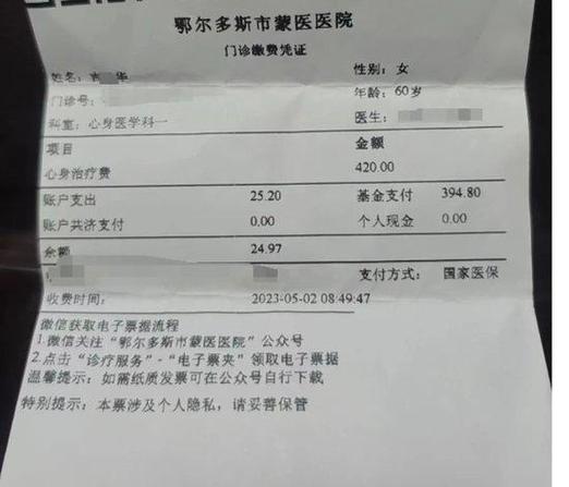 医院缴费单子图片