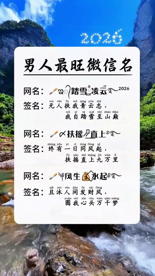 2026最旺的抖音名男