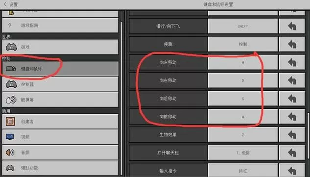 怎样调整我的世界方向键方式