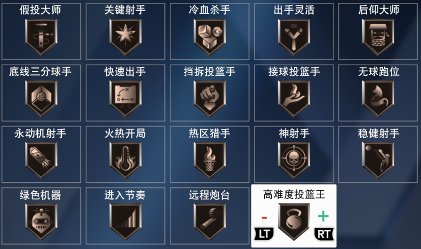 nba2k20手机版各种徽章获得方式图标