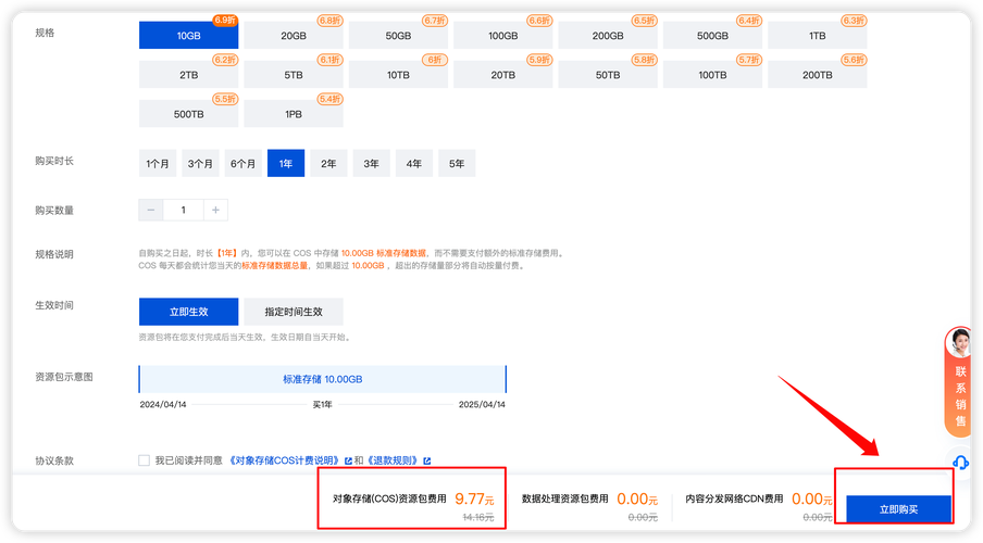腾讯云cos收费