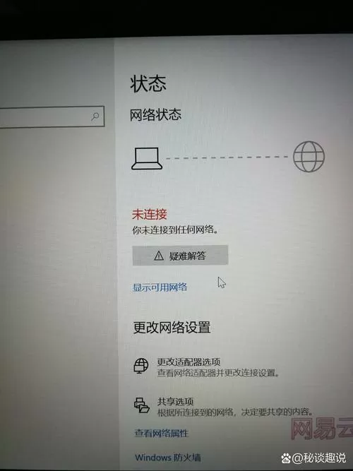 笔记本电脑无法连网图标