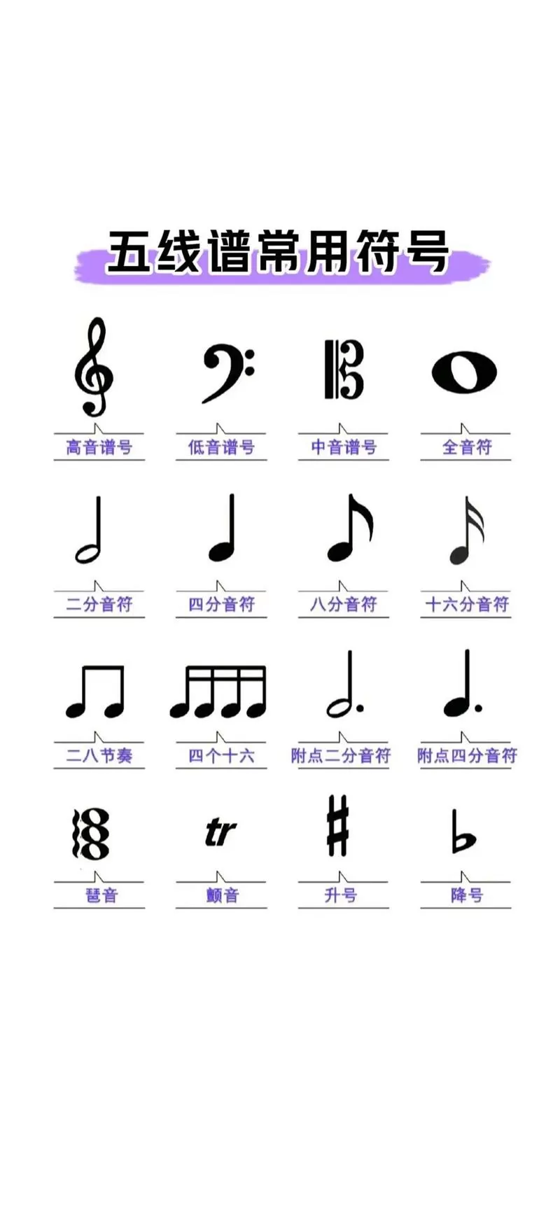 五线谱的7个音符图片