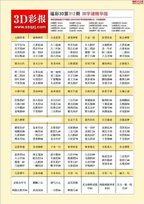 福彩3d藏头诗字谜