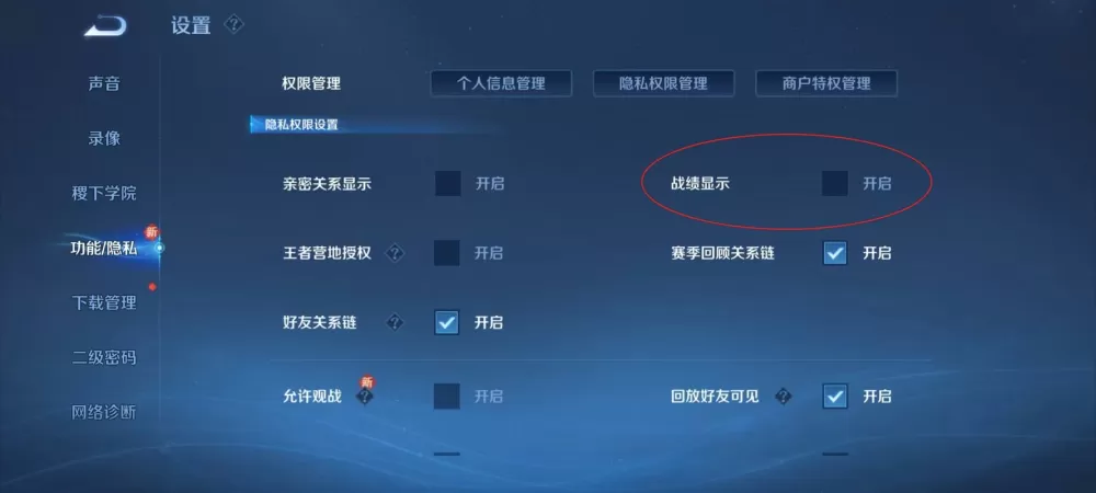 开了战绩显示还是看不到