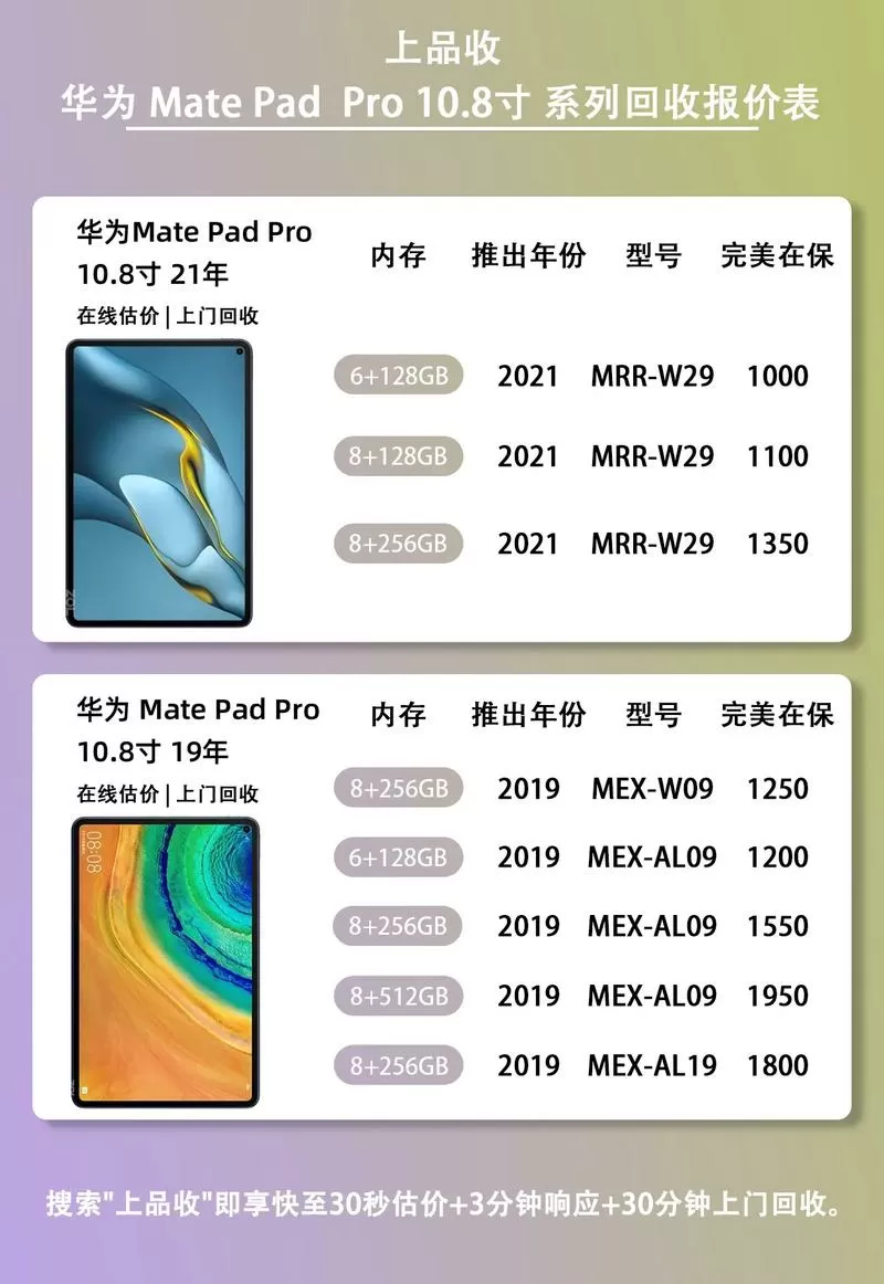 华为平板电脑的价格