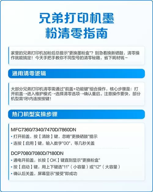 兄弟打印机显示更换墨粉盒怎么清零图标