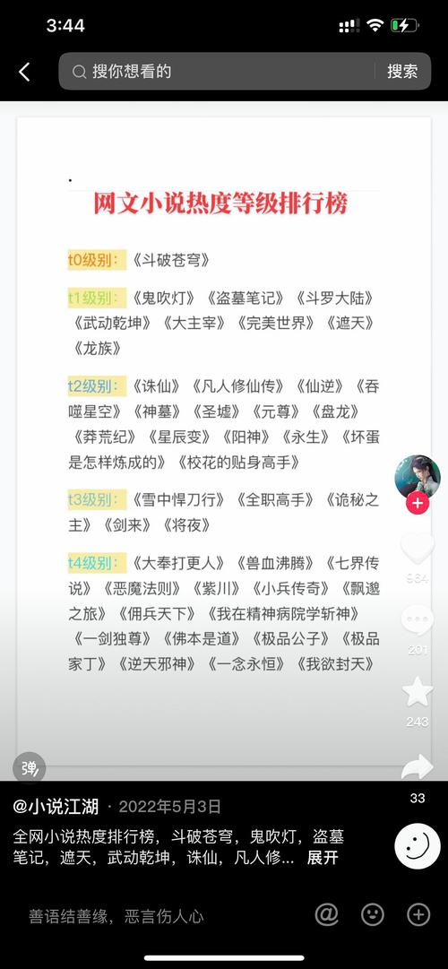网文热度排行