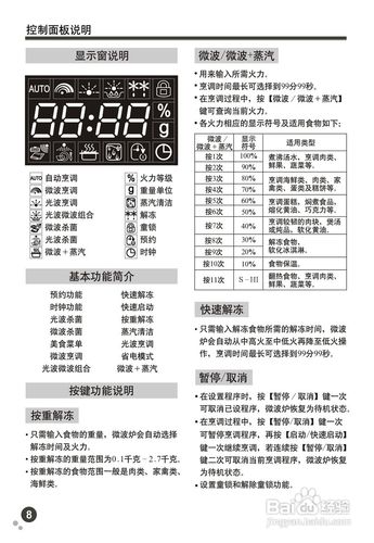 格兰仕微波炉说明书