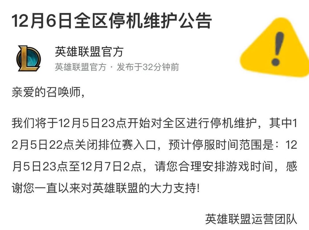 英雄联盟今日维护时间是什么时候图标