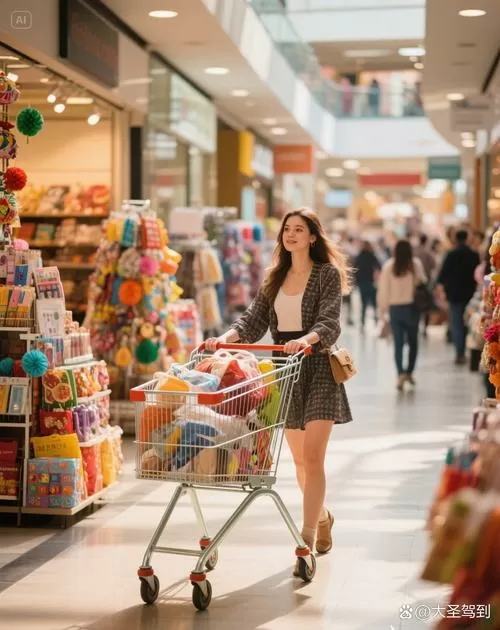 超级市场购物女孩
