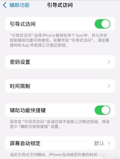 苹果手机引导式访问连按三次无效