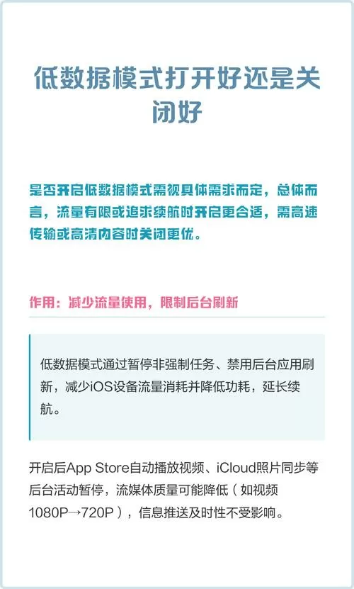 低数据模式开启好还是关闭好